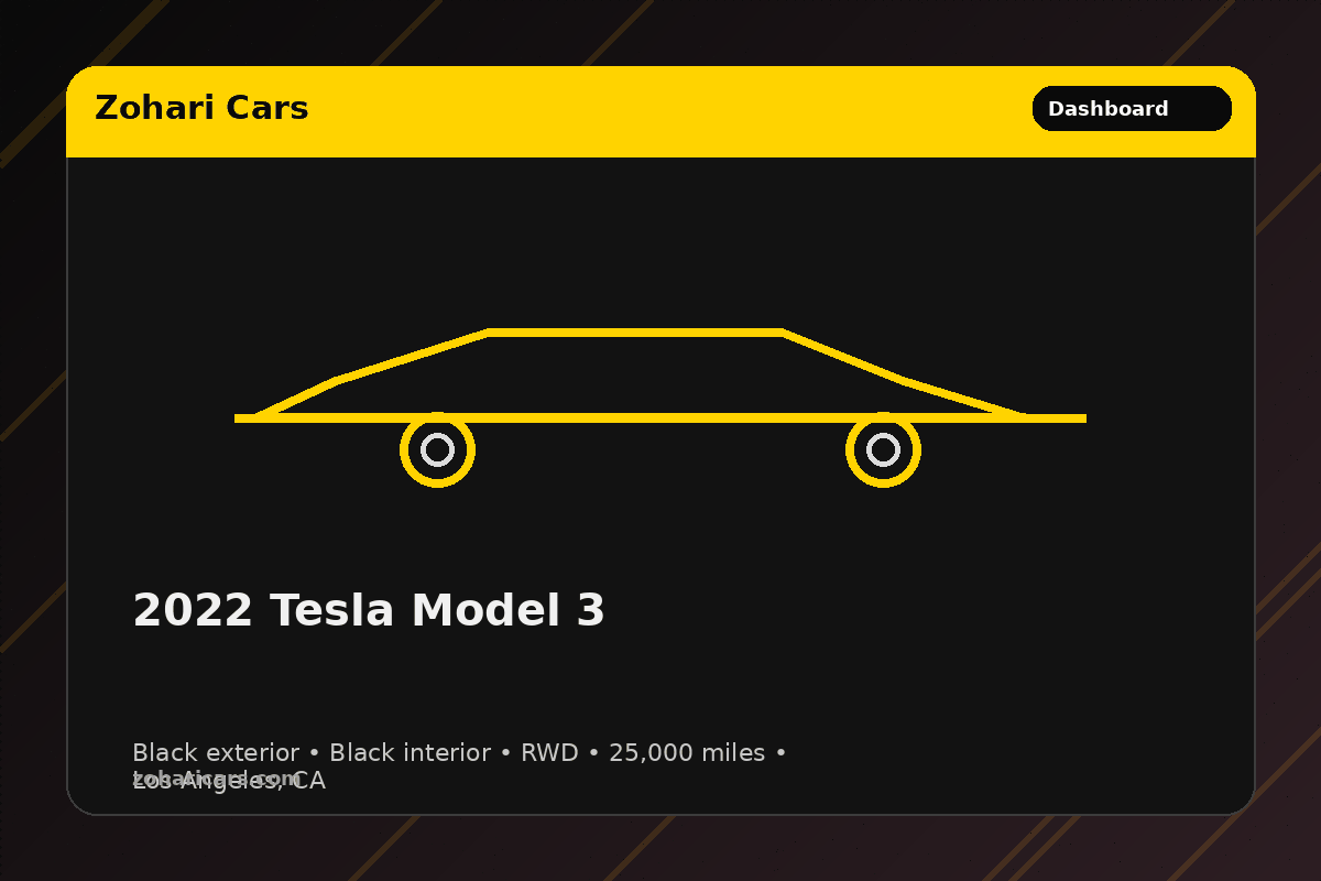 2022 Tesla Model 3 — Black — 25K mi