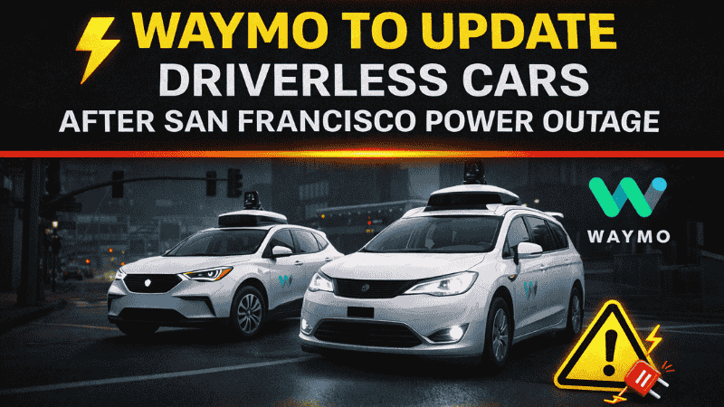 Waymo driverless cars in San Francisco after power outage triggers system updates.